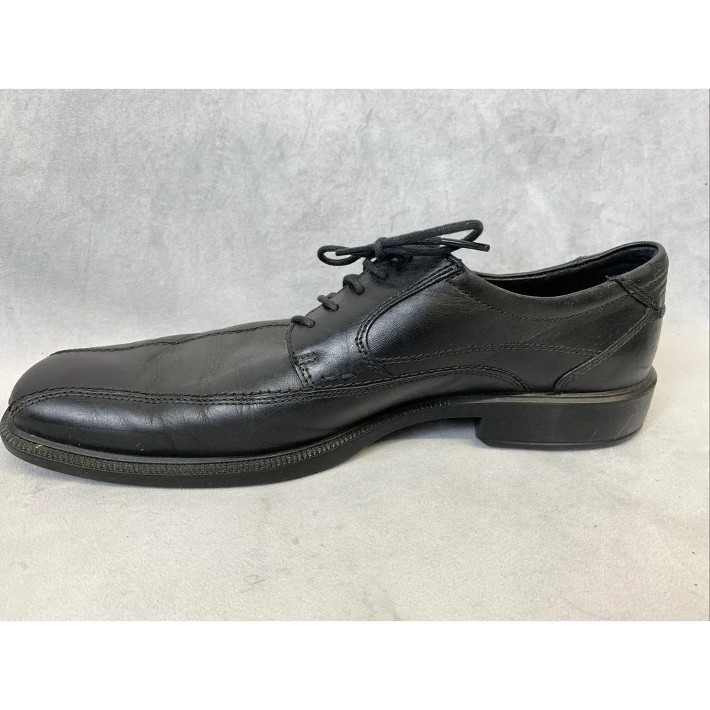 Ecco Shoes Mens Size 13/46 Black Leather Helinski Bicycle Toe‎ Lace Up Oxfords
